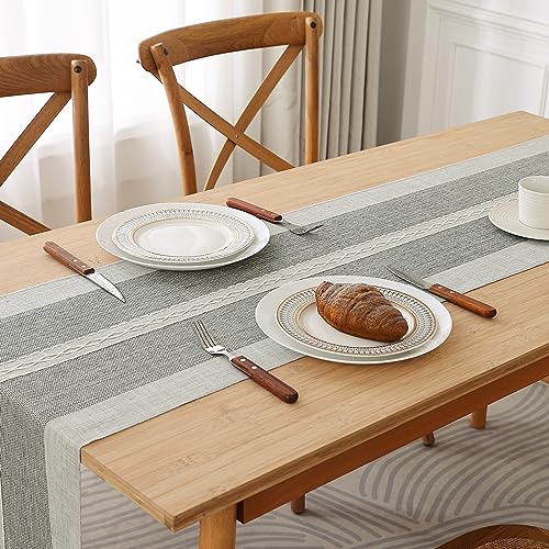 Brown 36 inches Linen Table Runner with Tassel Z511