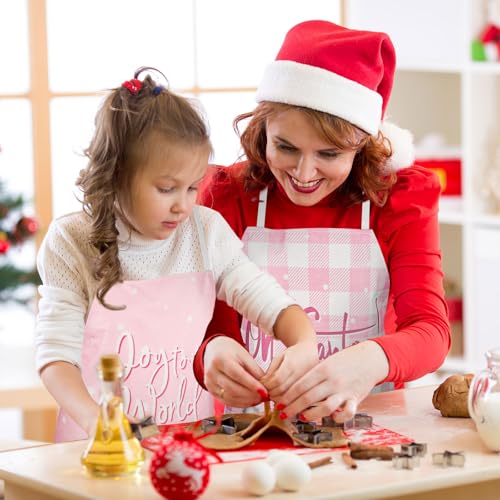 4Pcs Pink Christmas Kitchen Cooking Aprons R55779