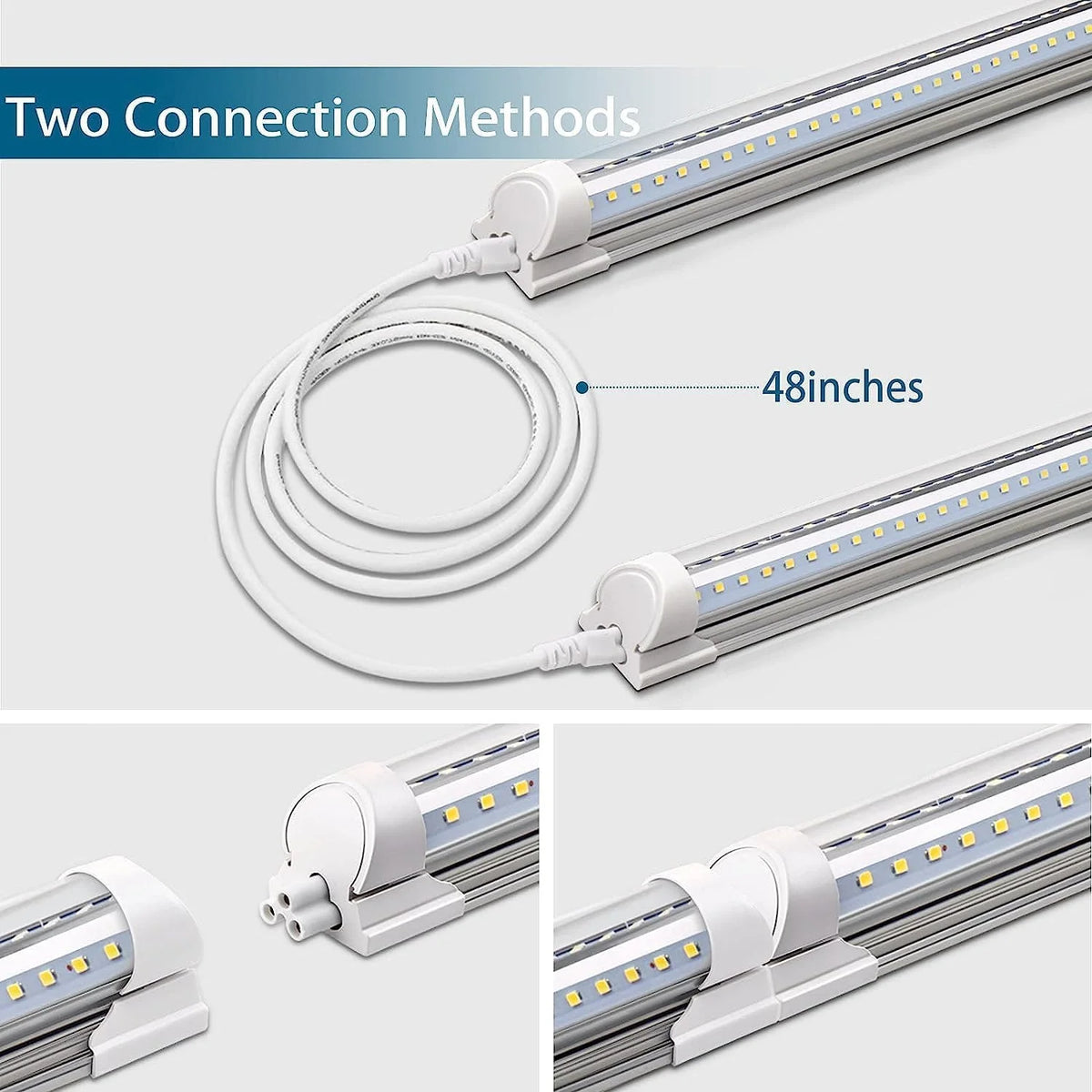 8FT 72W 9000LM 5000K Daylight White T8 Linkable LED Shop Light, 4 Packs D88389