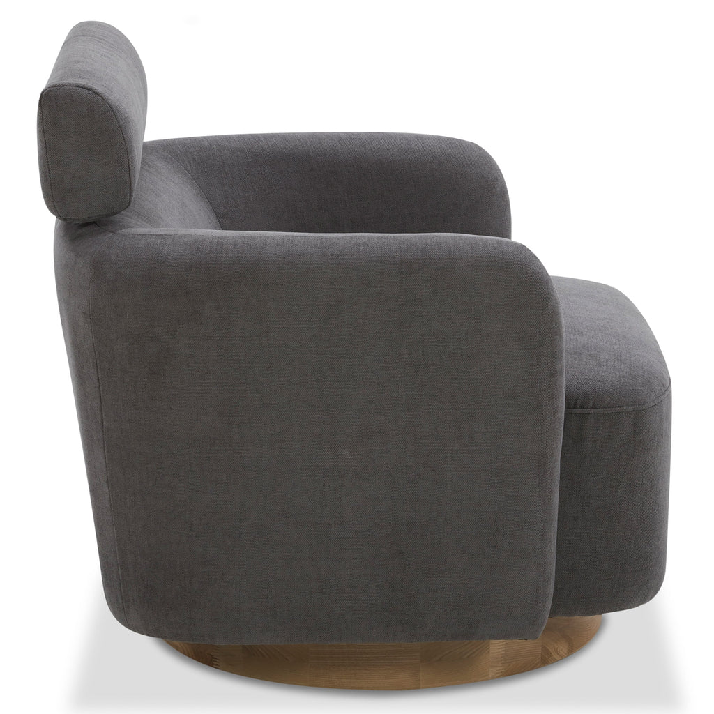 Dark Gray Fabric Swivel Accent Barrel Chairs with Adjustable Backrest D76125