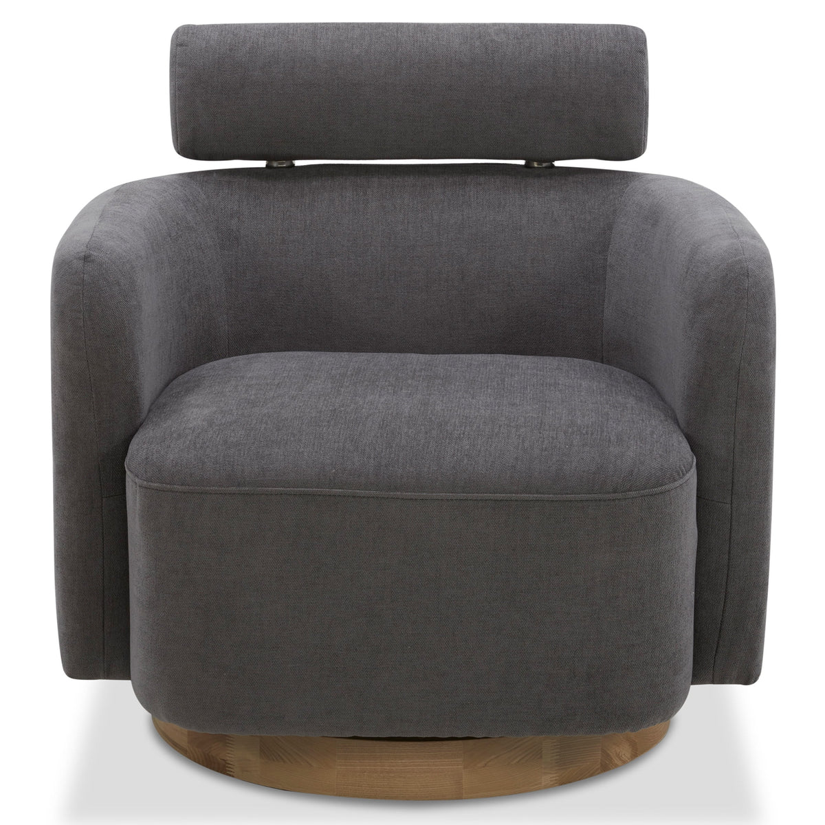 Dark Gray Fabric Swivel Accent Barrel Chairs with Adjustable Backrest D76125