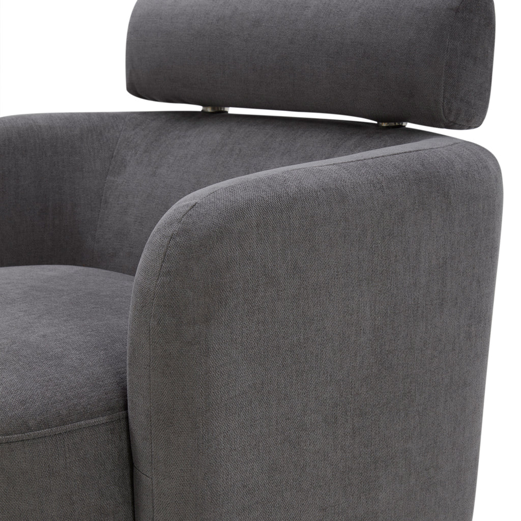 Dark Gray Fabric Swivel Accent Barrel Chairs with Adjustable Backrest D76125
