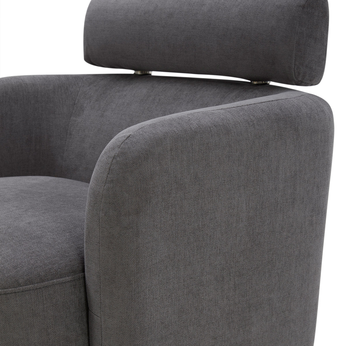 Dark Gray Fabric Swivel Accent Barrel Chairs with Adjustable Backrest D76125