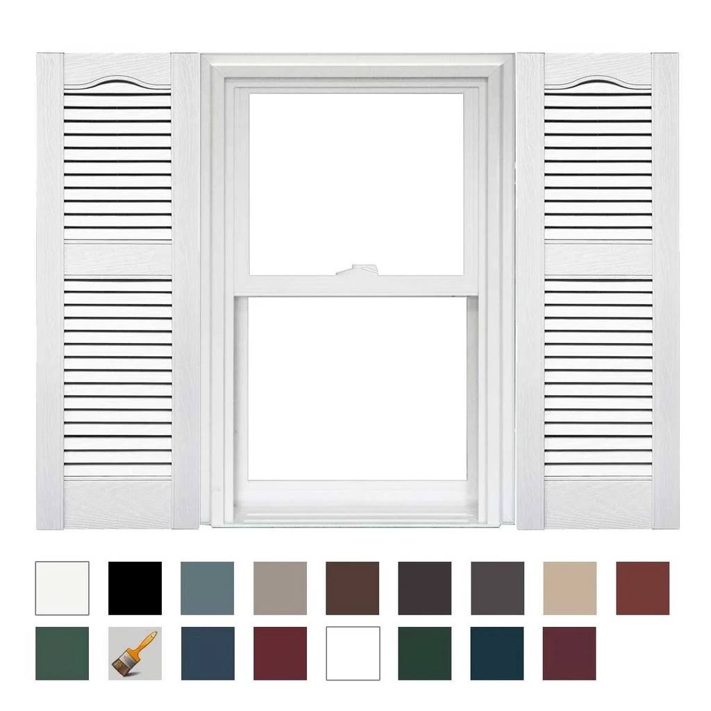 White Open Louver Vinyl Shutters 1 Pair 14.5 x 55 Y243