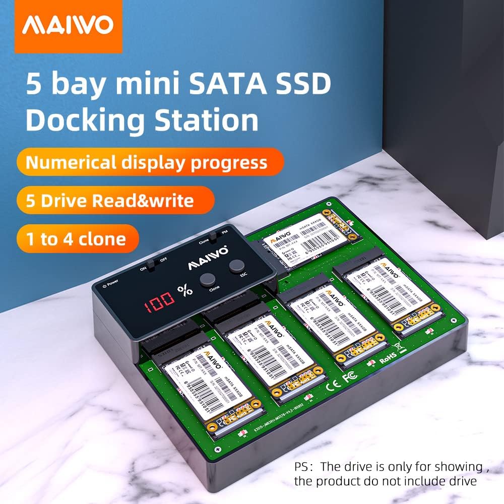 5 Bay M.2 mSATA Docking Station USB 3.0 Duplicator J18561