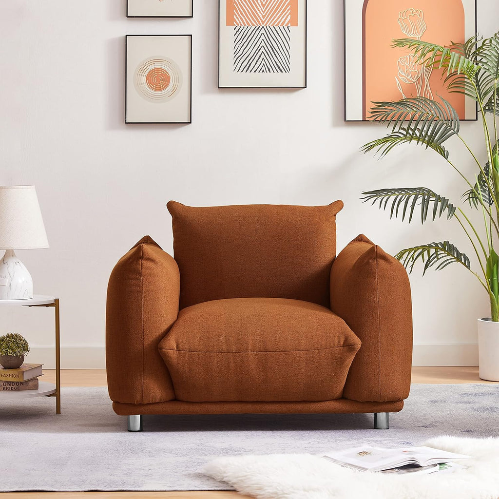 Rust Red Cotton Linen Accent Chair Z879295