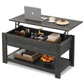Rustic Brown Lift Top Coffee Table with Storage Shelf B658