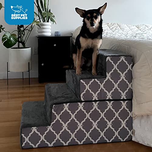 Gray Linen 4-Steps Foldable Pet Steps G732387