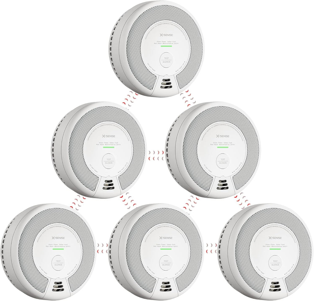 Wireless Interconnected Combination Smoke and Carbon Monoxide Detector, 10-Year Battery, Pack of 6 F9150