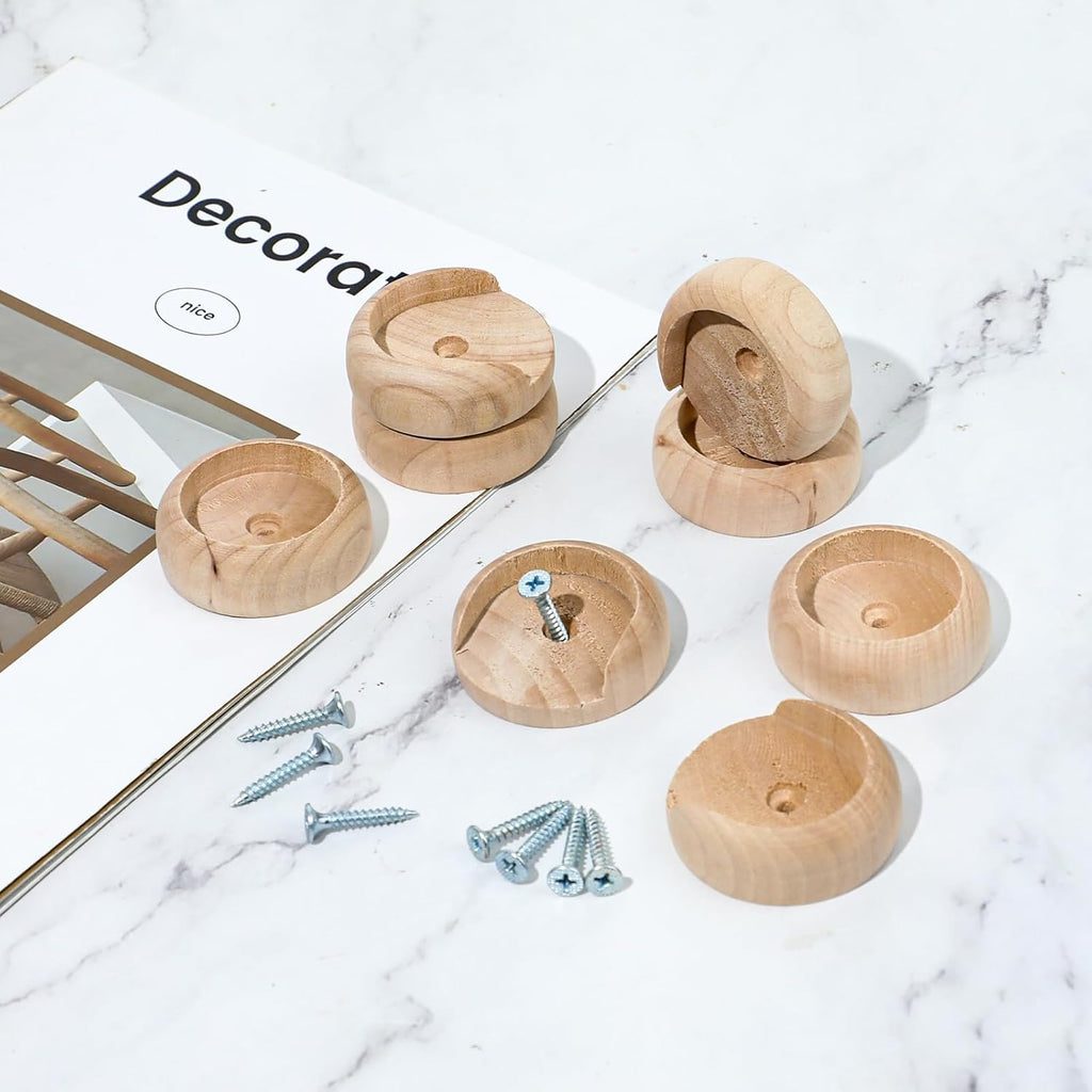 4 Sets Solid Wooden Closet Rod Holders with Screws N751