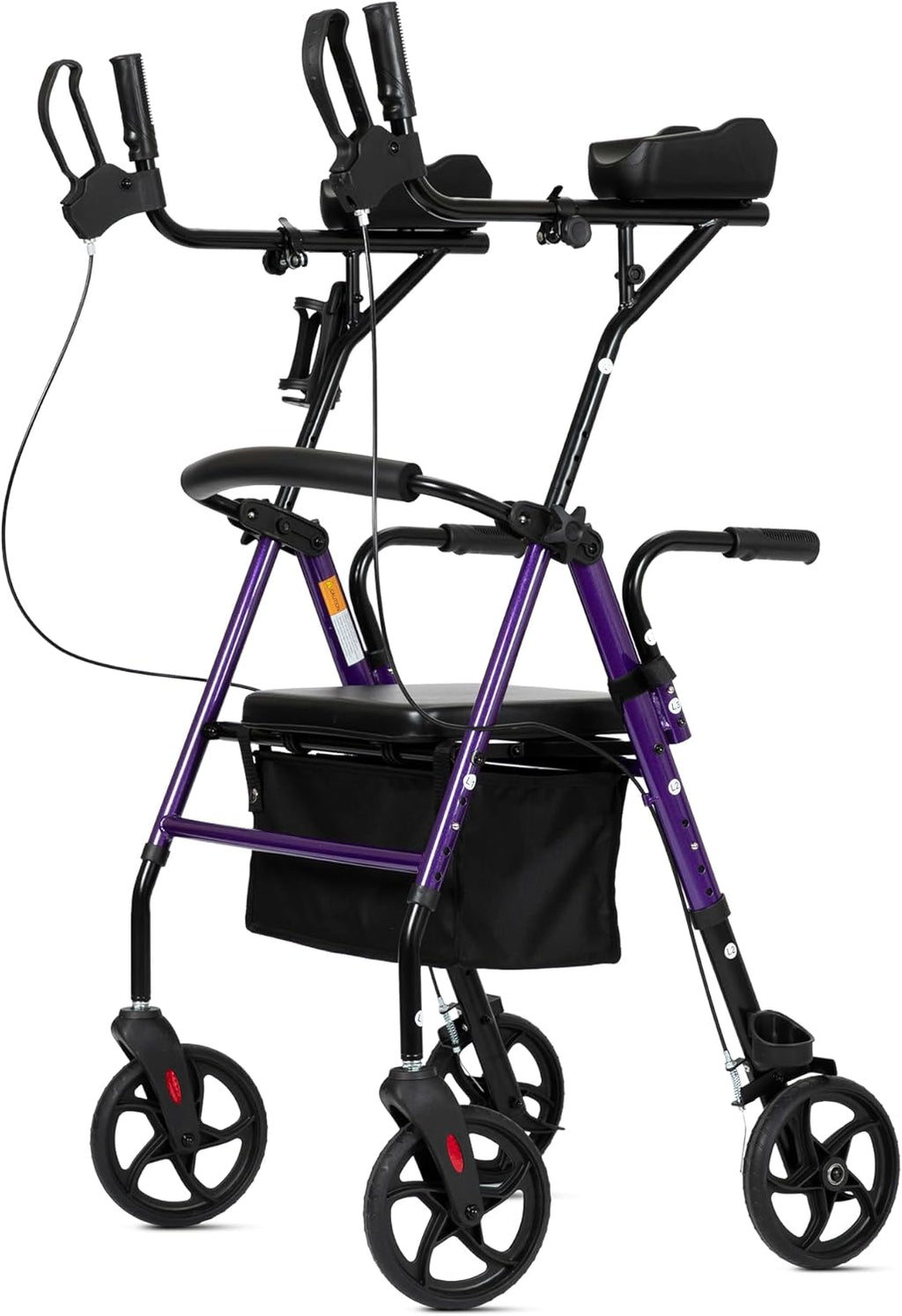 Purple Upright Rollator Walker with Padded Seat and Backrest D6052