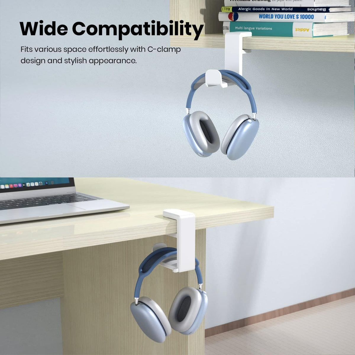 White Rotating Headphone Stand with 360 Degree Swivel I5402