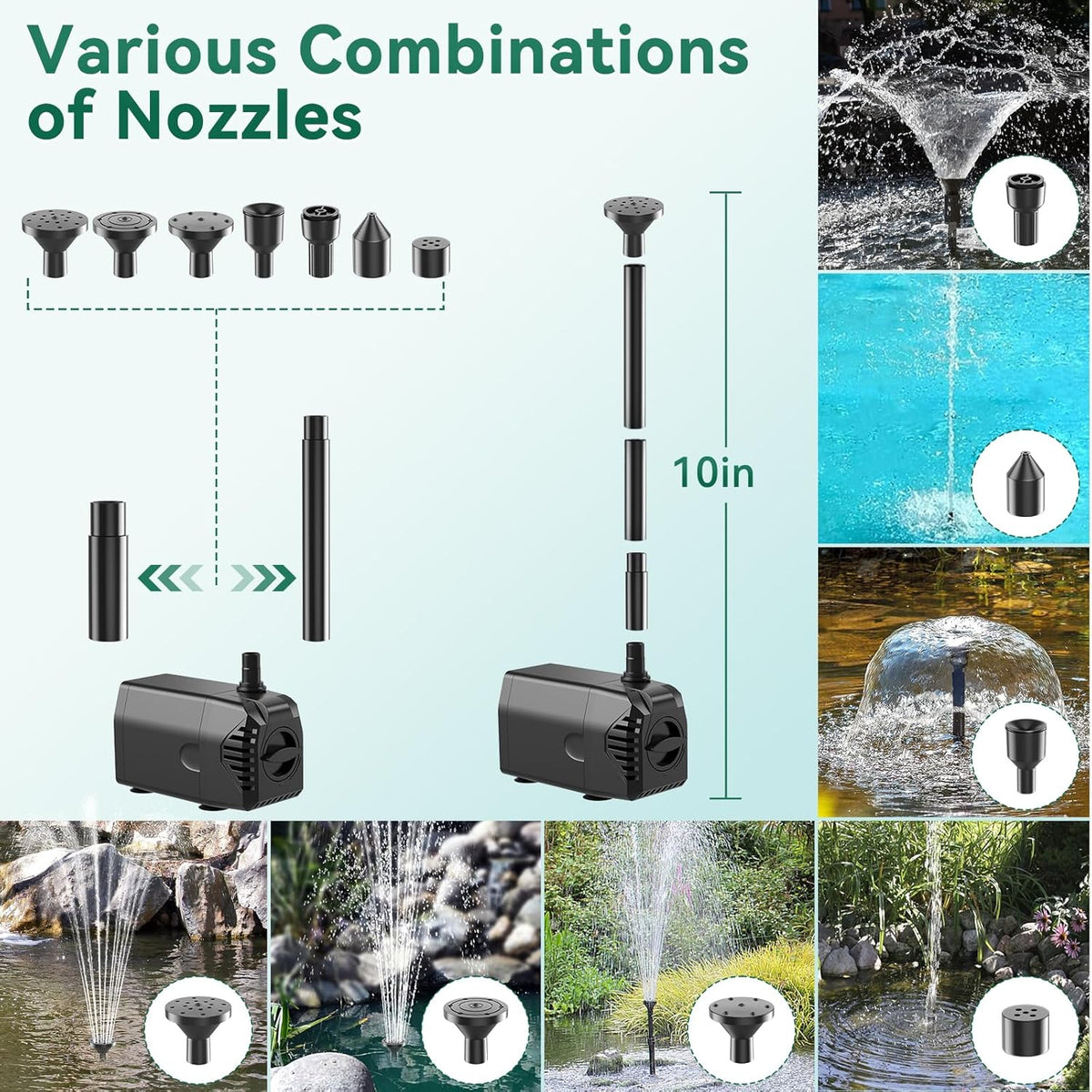 25W Solar Fountain Pump 410GPH with 16.5FT Cord F2562