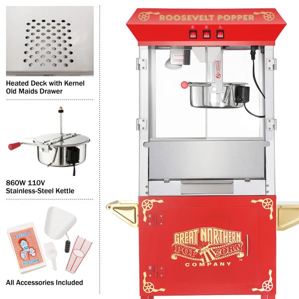 Red 8oz Antique Countertop Popcorn Popper Machine L132