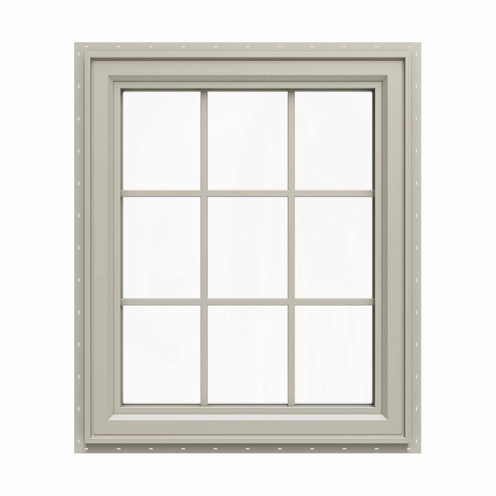 29.5 in. x 29.5 in. Desert Sand Vinyl Left-Handed Casement Window with Colonial Grids S1440