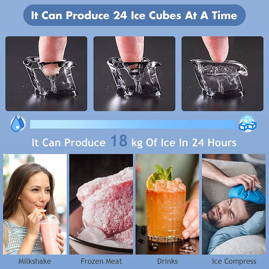 Compact Ice Maker Machine, 45 Lbs/24H, 24 Pcs/13 Mins, Self-Cleaning A580378