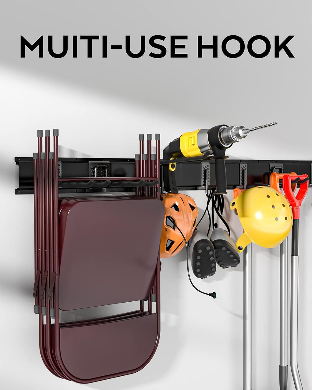 12 PCS Adjustable Steel Garage Storage Rack with 9 Wall Hooks and Hanger H648384