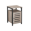Greige Nightstand End Table with Cabinet and Shelf R4165