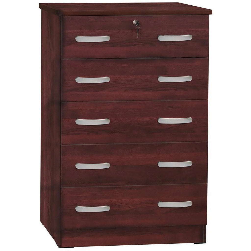 Twin Captains Bed & Dresser with Lock in Mahogany Y2472