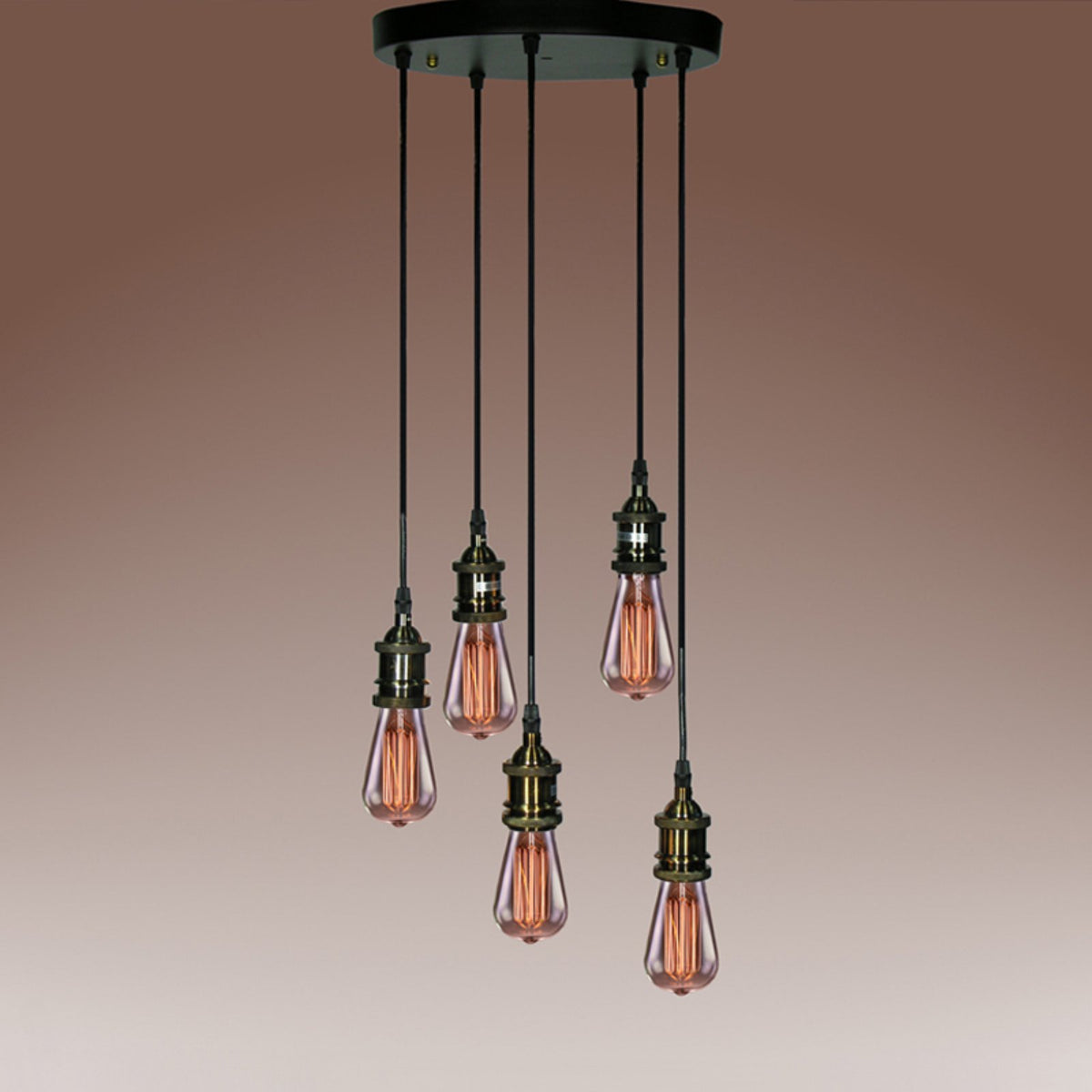 5-light Adjustable Cord Edison Lamp with Bulbs W7535