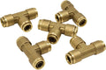 Brass Push to Connect Union Tee Air Brake Tube Fitting, 1/2" Tube OD, 5 Pack D409392