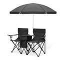 Portable Double Folding Chair with Umbrella, Cooler Bag & Carry Bag, Black I14932