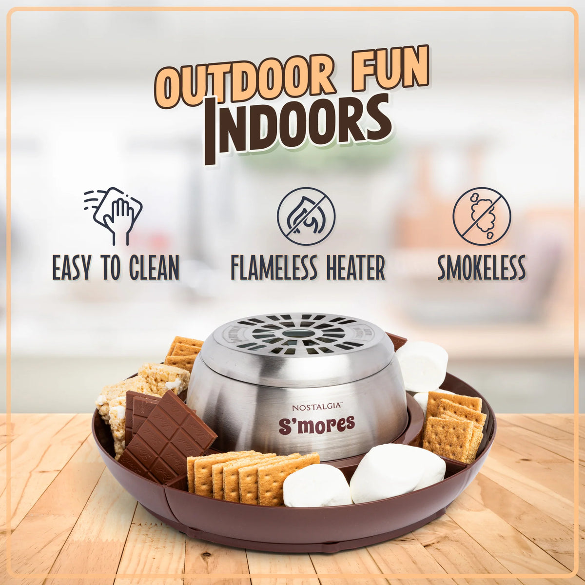 Electric Stainless Steel S'mores Maker with 4 Compartment Trays and 4 Roasting Forks E576