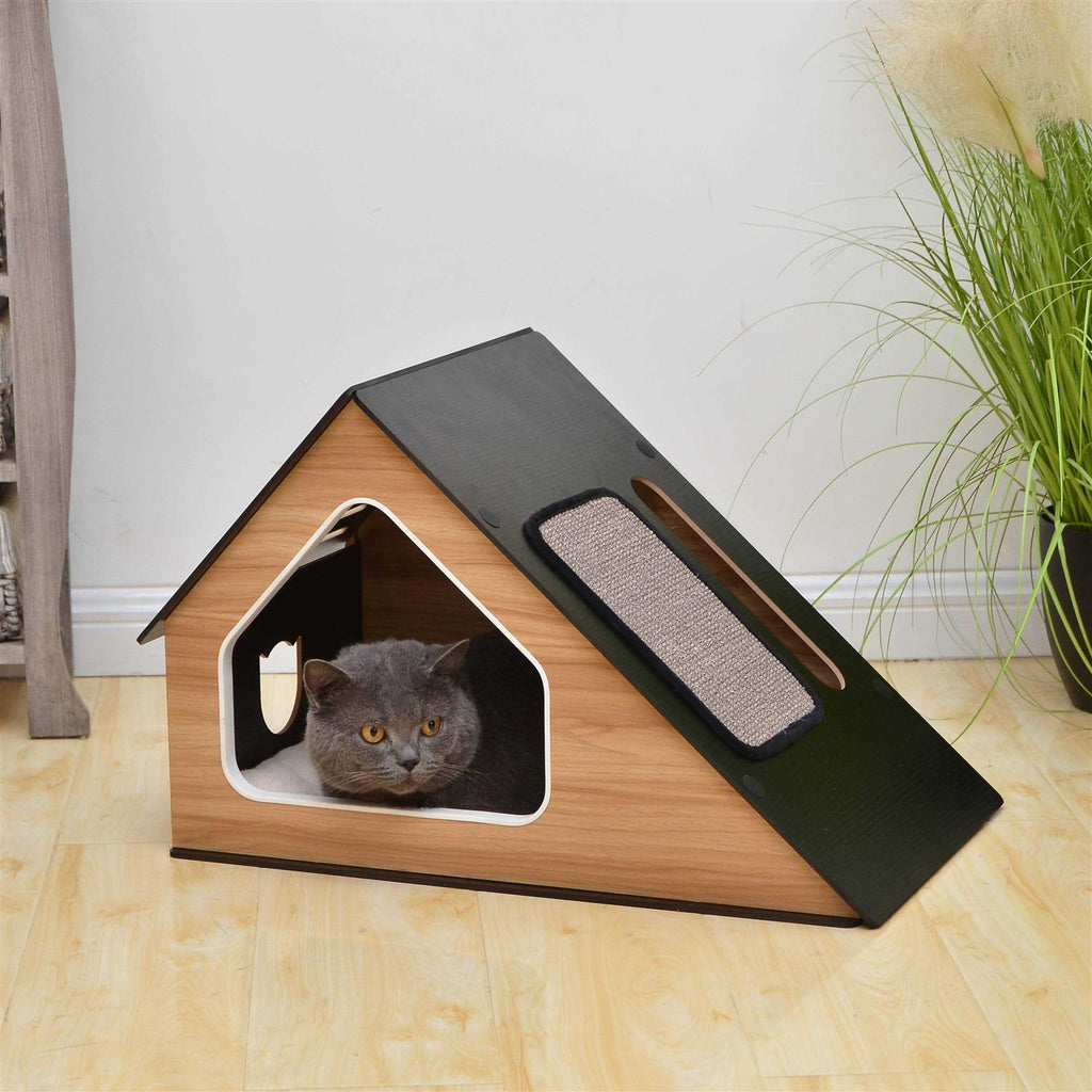 Modern Cat Condo with Sisal Scratching Pad C8435
