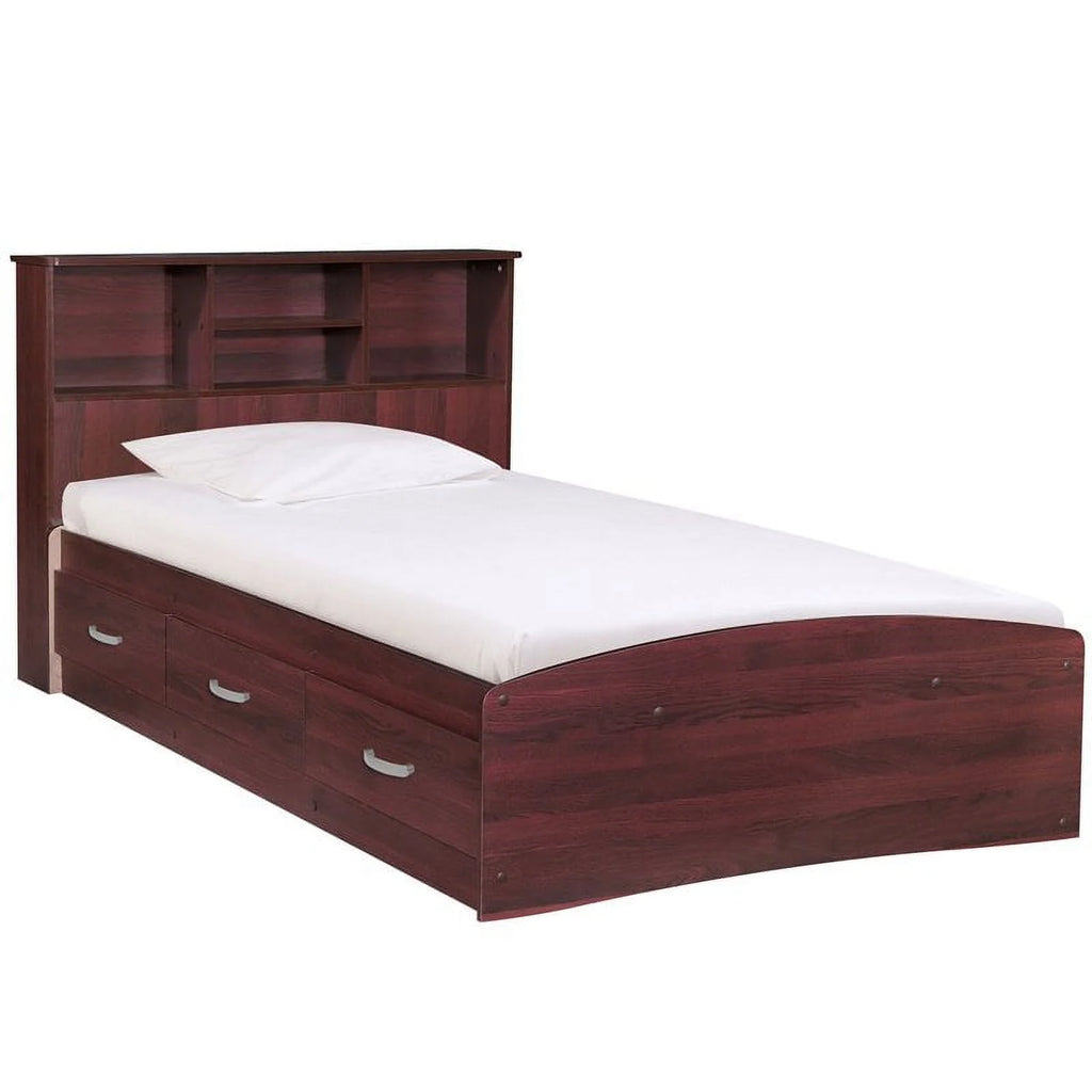 Twin Captains Bed & Dresser with Lock in Mahogany Y2472