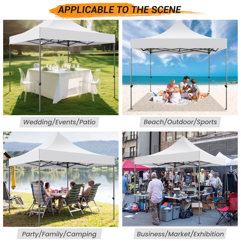10x10 FT Pop Up Canopy Tent with 4 Removable Sidewalls, Roller Bag and 4 Sandbags, White I4767