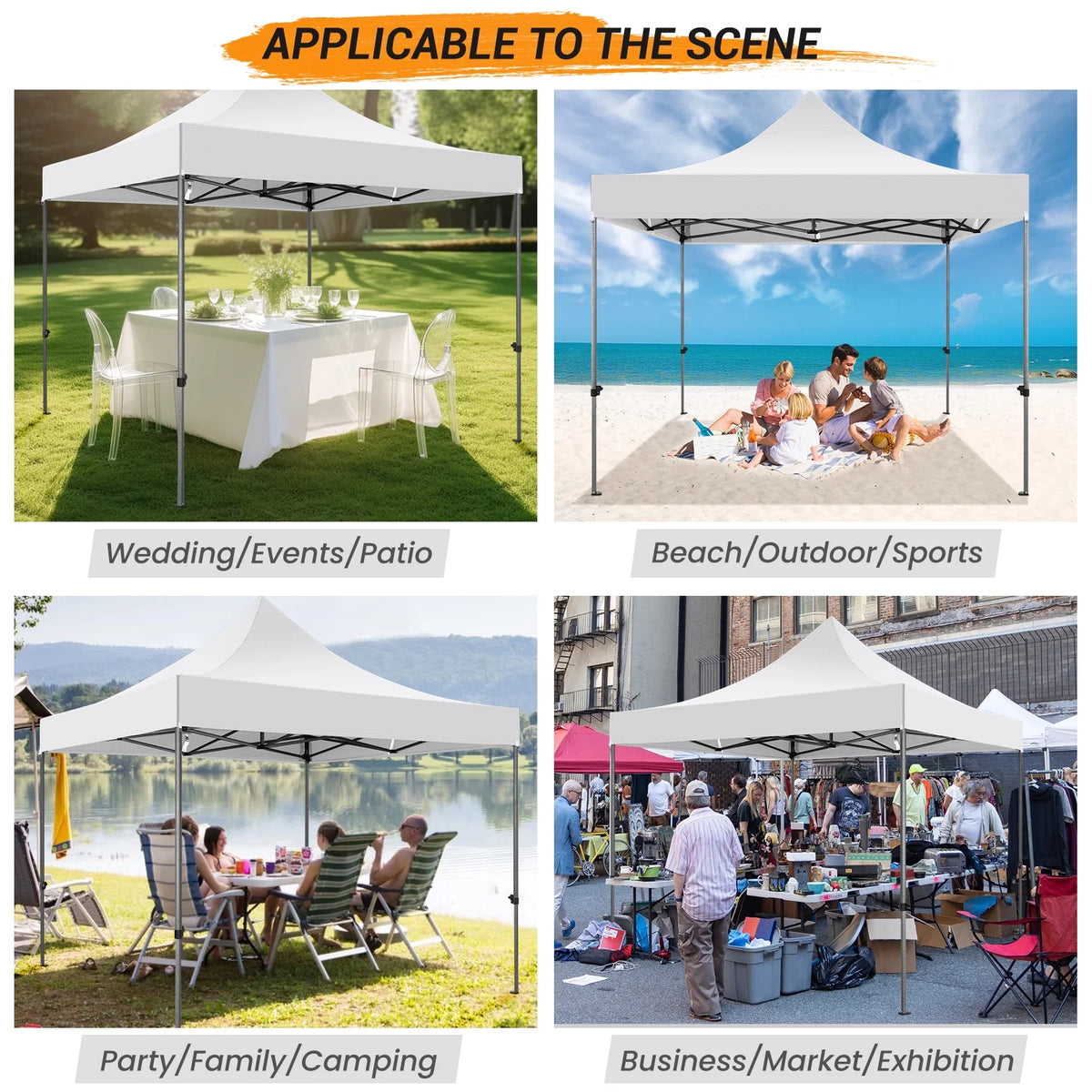 10x10 FT Pop Up Canopy Tent with 4 Removable Sidewalls, Roller Bag and 4 Sandbags, White I4767