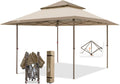 13' x 13' Straight Leg Pop Up Canopy Tent Instant Outdoor Canopy Folding Shelter with Auto Extending Eaves (Gray/Green) J209