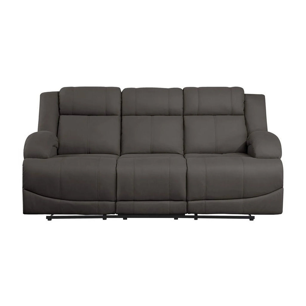 Chocolate Wood & Fabric Double Reclining Sofa A640755