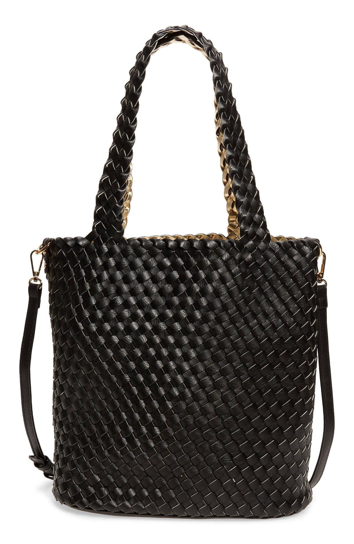 Black Woven Tote with Pouch X7099