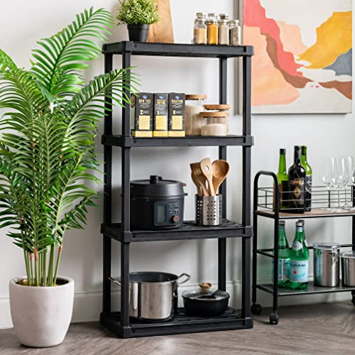 4-Shelf Heavy Duty Plastic Storage Shelves Black V69471