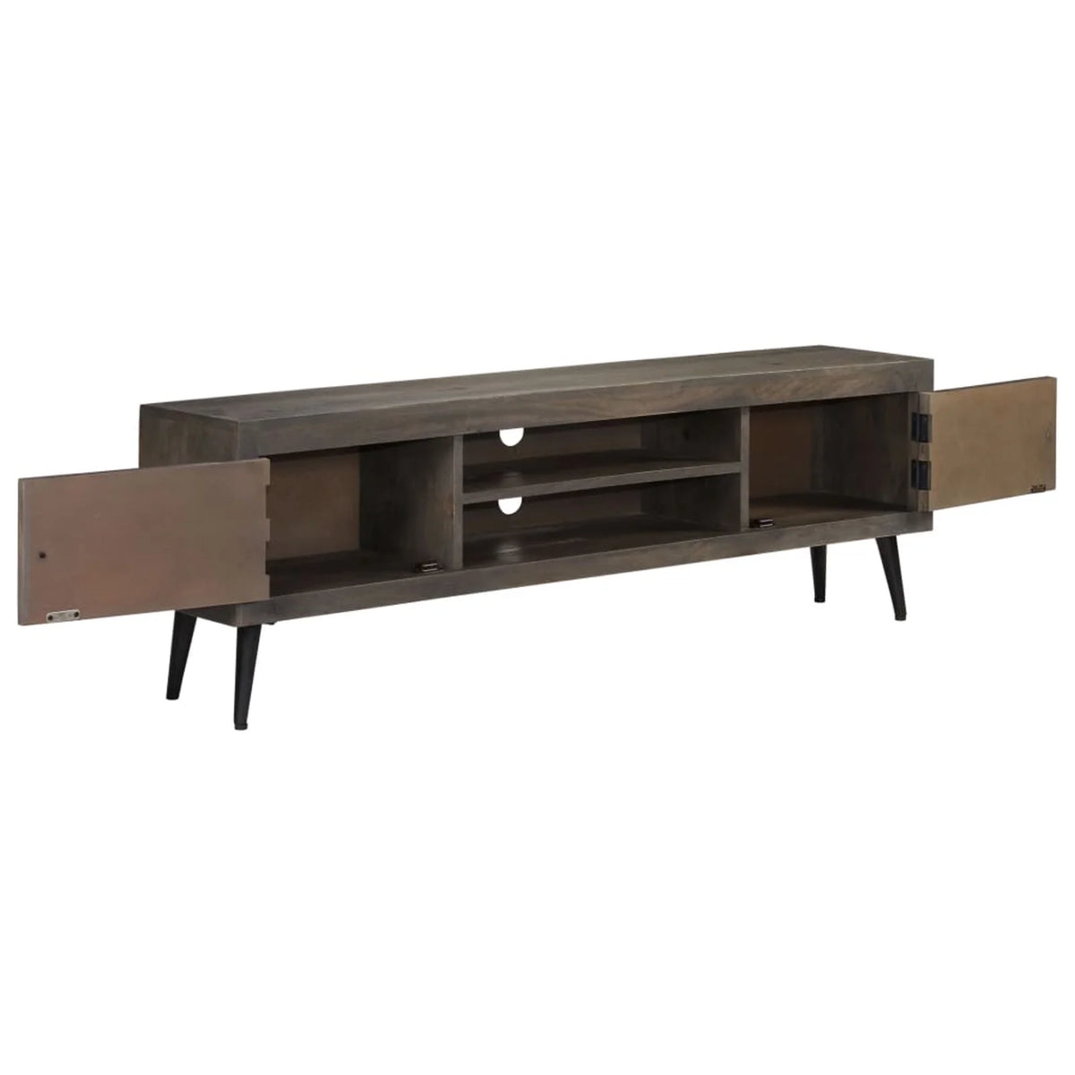 Mango Wood TV Stand with 2 Door Cabinet and 2 Storage Shelves Y5848