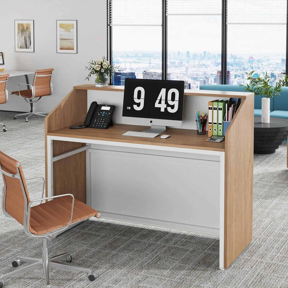 47 Inch Reception Desk with Open Shelves H400