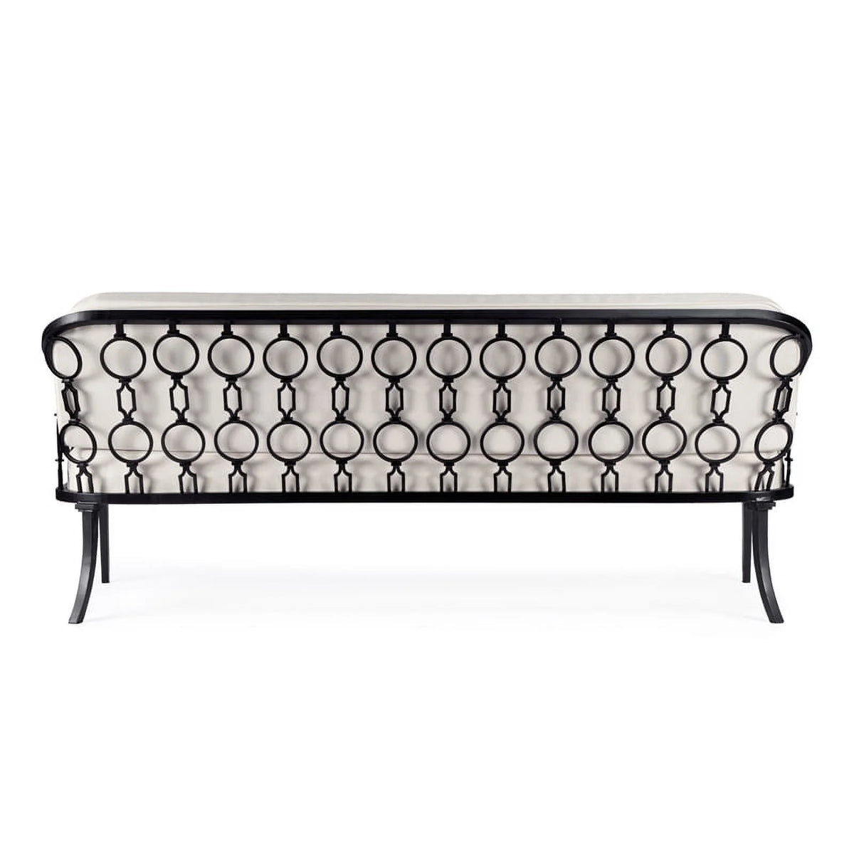 Black Iron Upholstered Outdoor Sofa I7981