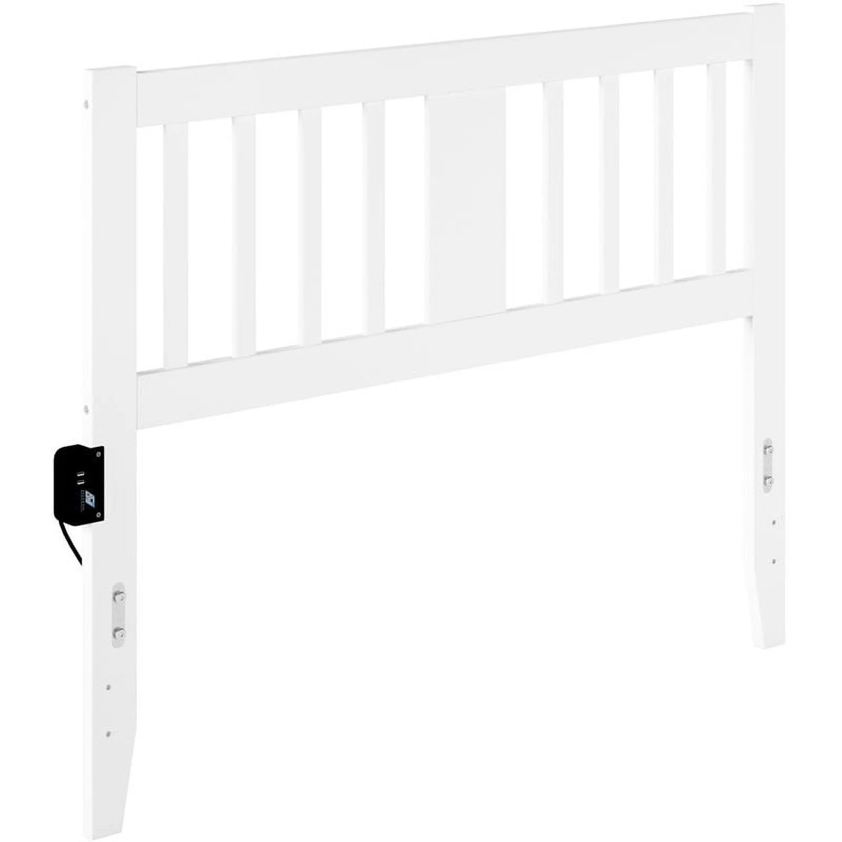 White Solid Wood Full Headboard with USB Charger R995614