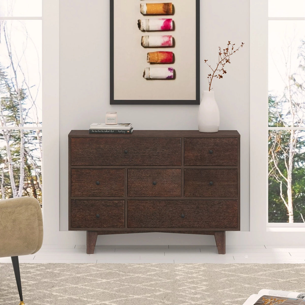 7 Drawer Solid Wood Dresser Cabinet J27028