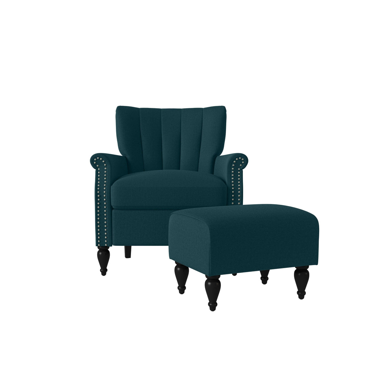 Botanical Velvet Arm Chair and Ottoman N638442