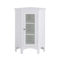 Wooden Corner Floor Cabinet with Glass Door White L851