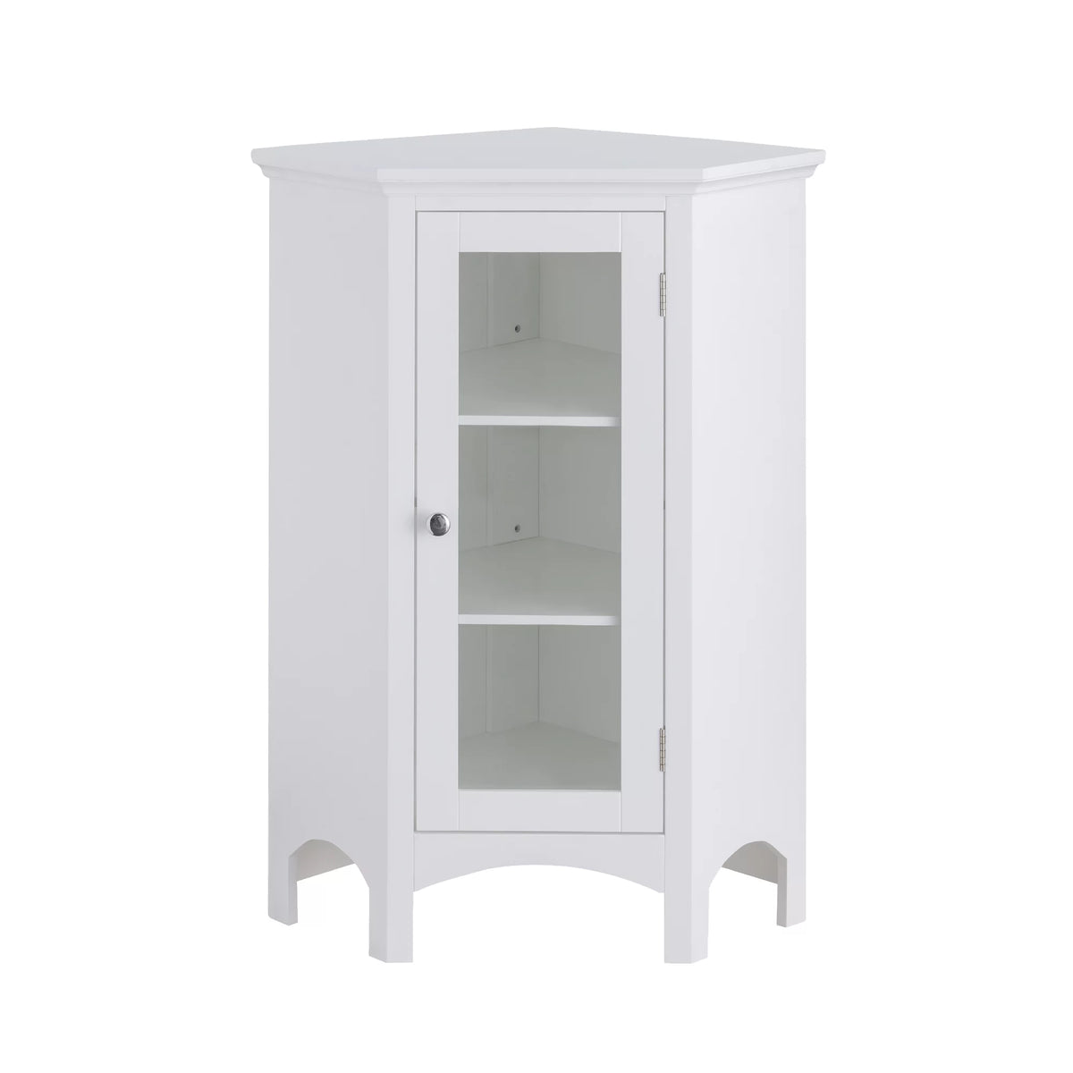 Wooden Corner Floor Cabinet with Glass Door White L851