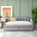 Light Gray Velvet Upholstered Daybed with Storage Drawers G196