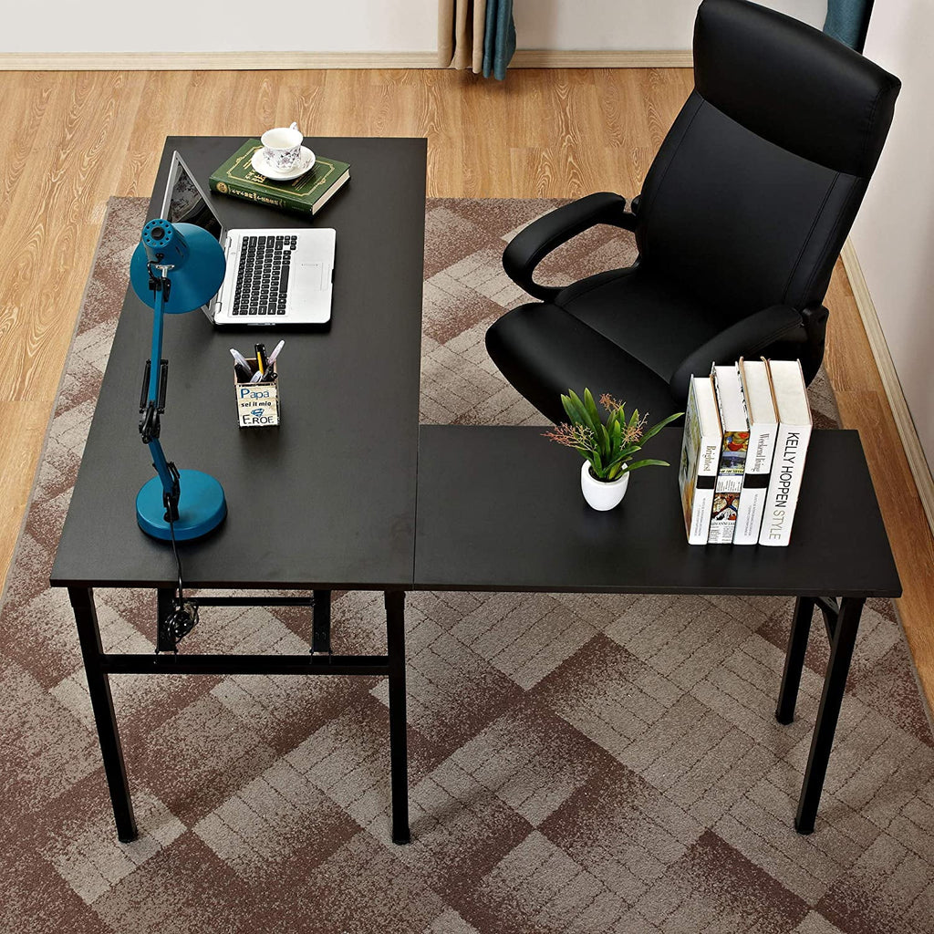 Black L-Shaped Corner Computer Desk S82436