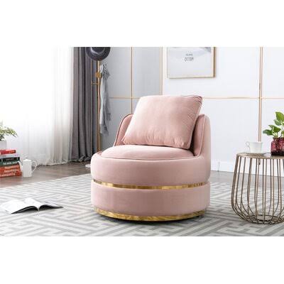 Pink Velvet Swivel Barrel Chair O76818
