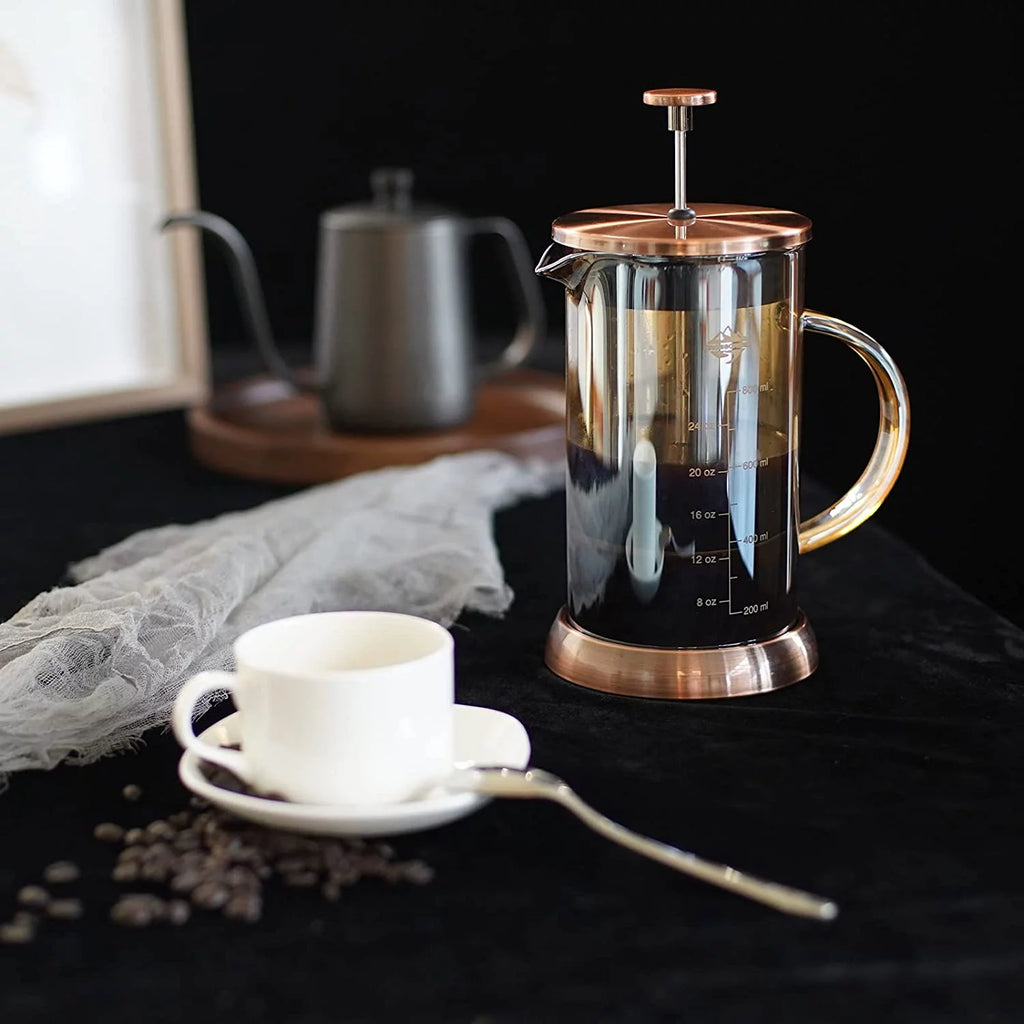 French Press Coffee & Milk Frother 34oz Heat Resistant Borosilicate Glass I7913