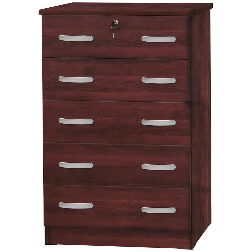 Twin Captains Bed & Dresser with Lock in Mahogany Y2472