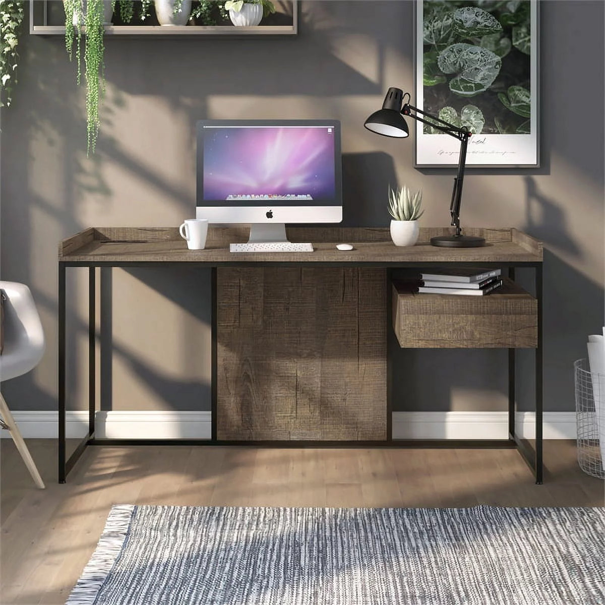 Oak Wood Writing Desk with USB Plug H27120