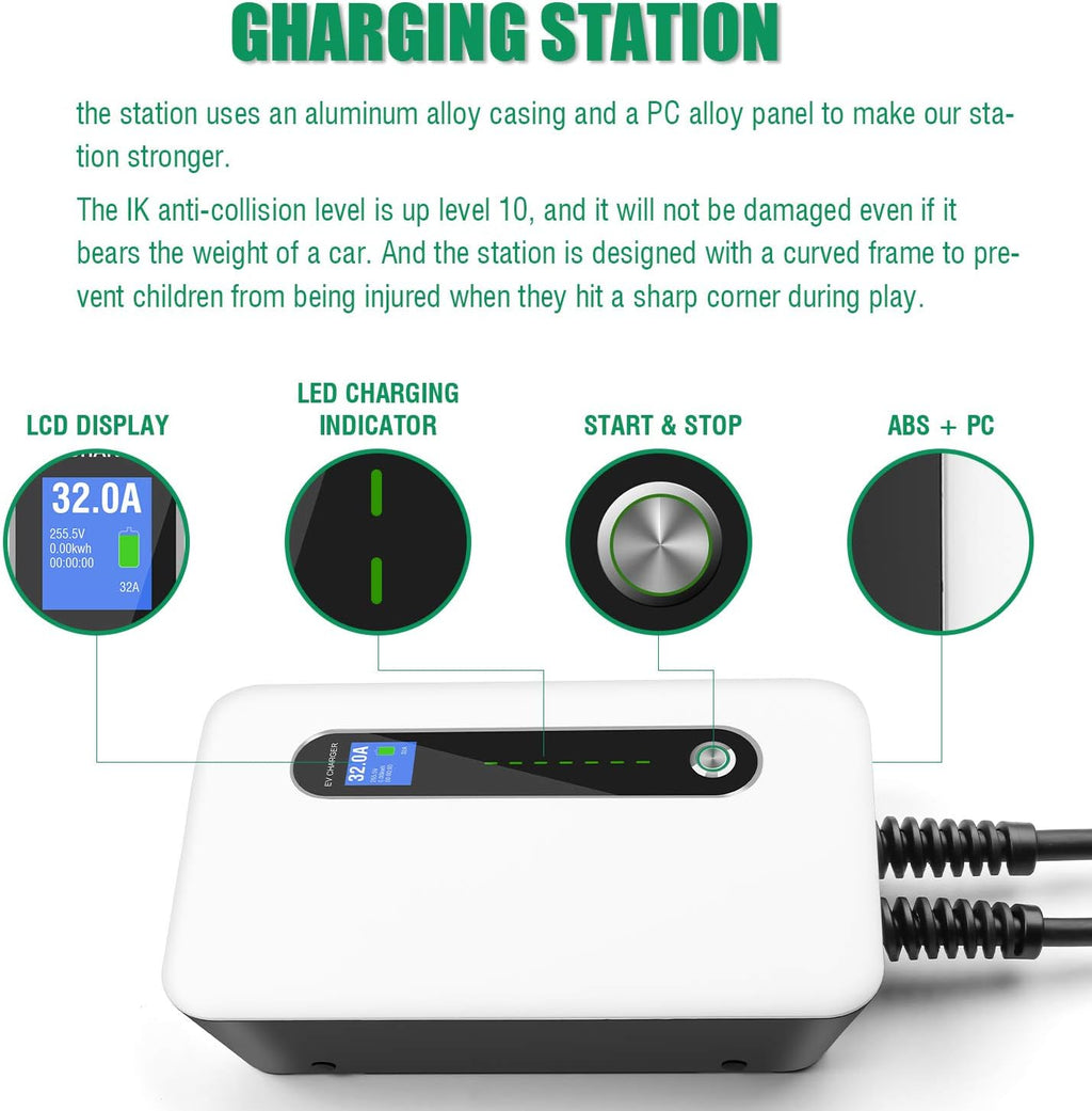 32A Level 2 EV Charger Station with 20ft Cable C362384